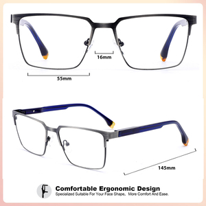 <span class=keywords><strong>2025</strong></span> người đàn ông của thời trang kim loại kính quang học với biểu tượng tùy chỉnh New khung vuông và mùa xuân bản lề kính mắt bán buôn Kính - Product Image 2