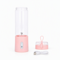 Mixeur USB 500 ml rechargeable, portable, rose, pour les voyages, la salle de sport, le bureau, les smoothies quotidiens