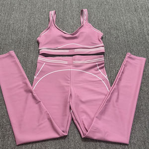 Conjunto Deportivo Ligero para Mujer, <span class=keywords><strong>Yoga</strong></span>, Alta Elasticidad, Transpirable, Bra y Leggings, <span class=keywords><strong>Ropa</strong></span> Deportiva Cómoda con Logotipo Frontal - Product Image 6