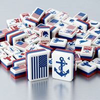 Tuiles de Mahjong en Acrylique à Quatre Couches, Style Moderne, Fantaisie, Patriotiques Américaines, avec Drapeau Américain, Vente en Gros