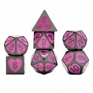 Feeron FEZZP 1PC Jeu de dés en alliage de zinc en forme de cœur D4-D20 Rose Argent Dés polyédriques pour TRPG/Jeux de table Accessoires de jeu de rôle fantastique - Product Image 2
