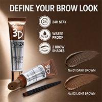 SEVEN GIRL 2 in 1 Pomade Alis Tahan Air Krim Eyeliner Tahan Lama dengan Kuas Miring Cokelat Tua Cokelat Muda