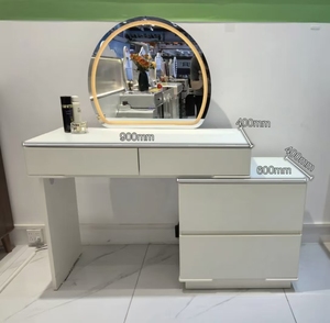 13. Coiffeuse moderne minimaliste en bois crème avec miroir éclairé et rangement multifonction, de luxe, pour chambre et appartement, pour le <span class=keywords><strong>maquillage</strong></span> - Product Image 6