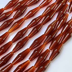 Arroz de cono puntiagudo de ágata de Calcedonia roja de 8X25MM para joyería de moda y extravagante Aproximadamente: 380mm/STR - Product Image 1