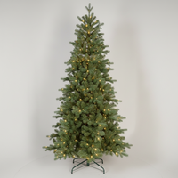 Sapin de Noël Artificiel de Luxe Pré-éclairé, Fin et Réaliste, de 1,5 à 3,6 m, en PE et PVC, à Branches Articulées, pour Décoration Intérieure des Fêtes (Vente en Gros)