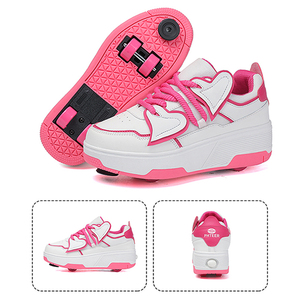 Sneakers con Ruote a 4 Rotelle dal Design Trendy a Forma di Cuore, 2 Modalità, Deformabili, per Adolescenti, Sport all'Aperto, Camminata e Pattinaggio - Product Image 3