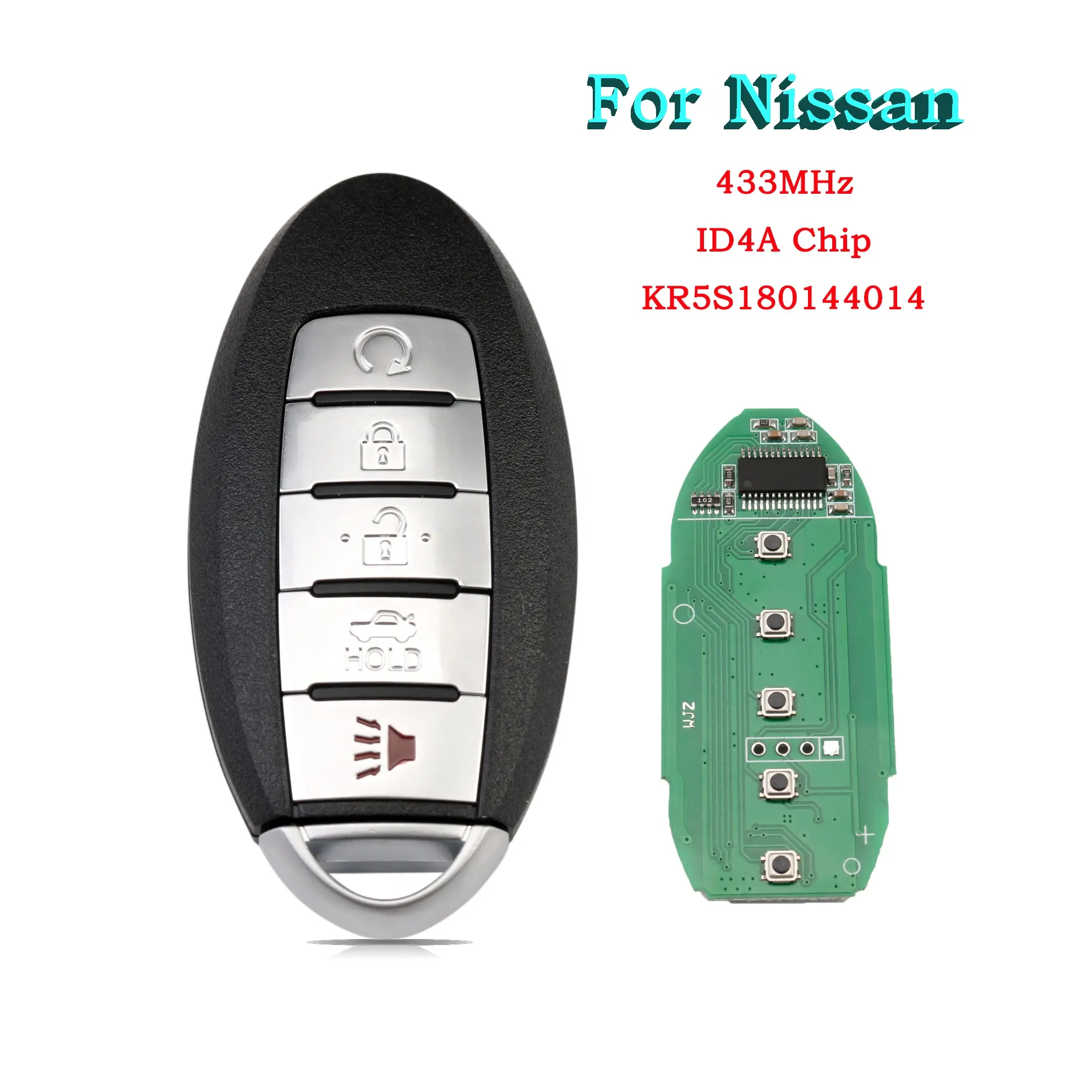 Clé de voiture à distance intelligente 5 boutons 433Mhz 4A/ID47 puce pour Nissan Altima Maxima 2013 2014 2015 2016 2017 2018 KR5S180144014