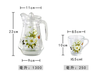Ensemble de 7 pièces en verre transparent : Bouilloire et tasses à café et thé, carafe à eau, bouilloire à thé – Produit de qualité supérieure