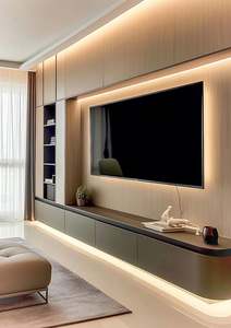 Modern Full <b>Wall</b> <b>TV</b> <b>Cabinet</b> for Living Room Wooden Furniture with Storage Feature Panel Wood Style - Product Image 4