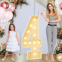 Grande Décoration Lumineuse Géante de 1,20 m en Plastique pour Intérieur, Chiffre 1, pour Fête, Premier Anniversaire, Mariage, Garçon Fille, Un An, Design Détachable