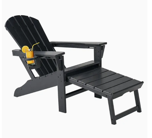 Silla Plegable de Resina HDPE Reciclada, Impermeable, para Exteriores, de Plástico, para Jardín, Estilo Adirondack, Resistente a la Intemperie, con Portavasos - Product Image 4