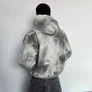 Veste à capuche décontractée et ample pour homme, style hip-hop américain, vintage, délavé, gothique, inspiré de la côte ouest. - Product Image 5