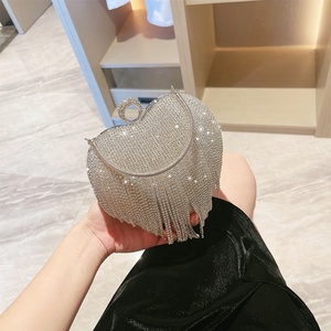 Bolsa de ombro feminina com diamante de borla, para noite, em cristal, para casamento - Product Image 1