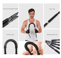 Barre d'exercice à ressort bidirectionnelle noire personnalisée, extenseur de poitrine, fitness, barre à ressort robuste et durable, barre de torsion de puissance