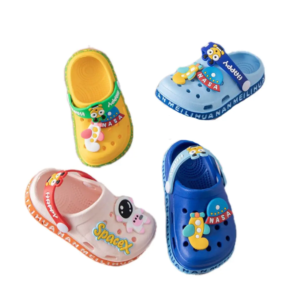 EVA Children's Clogs With Injection Decoration Lightweight Sandals Outdoor Unisex Step In Shoes