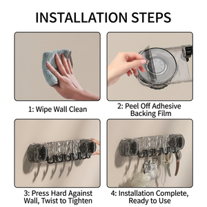 Support mural multifonctionnel en plastique transparent avec ventouse, porte-serviettes simple et étanche pour salle de bain et cuisine - Product Image 4