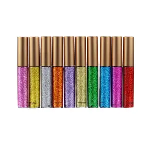 Daxin toptan 10 renkler bukalemun Duochrome Glitter pırıltılı Eyeliner su geçirmez Shinning uzun ömürlü kozmetik özel etiket