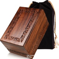 Urna conmemorativa tallada en madera maciza de primera calidad Diseño de caja funeraria de estilo moderno elegante para ataúd y urna de mascotas