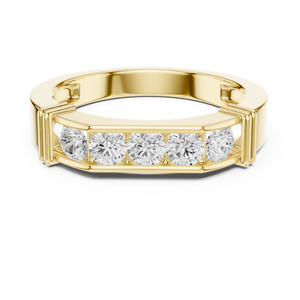 14KT Yellow Gold Round Solitaire Diamond <b>Ring</b> Wide Tapered Band <b>Men</b> Engagement <b>Ring</b> Modern Signet Fine Jewelry Gift - Product Image 1