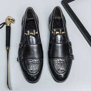 Zapatos de Vestir de Lujo para Hombre con Patrón de Cocodrilo y Serpiente, Formales de Cuero para Oficina y Carrera, Estilo Oxford Sin Cordones - Product Image 2