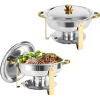 Plat à Réchaud Luxe en Acier Inoxydable, Set Buffet Doré Argenté, Chauffe-Plat pour Traiteur Matériau Métallique