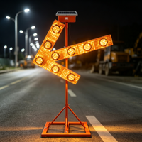 360 °   Flèche directionnelle rotative et réglable, lumière de guidage solaire à LED, clignotante par induction pour travaux routiers