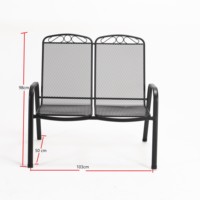 Chaise double siège double Siège de qualité commerciale en métal noir Revêtement en poudre pour intérieur et extérieur empilable