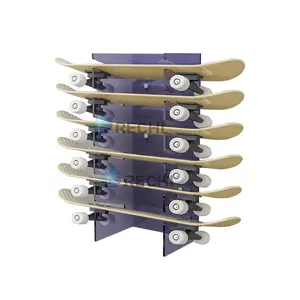 RECHI Custom Wall Hanging Clear Acrylic Skateboard Storage Display Rack Perspex Wall Mounted Skateboard Deck Brackets