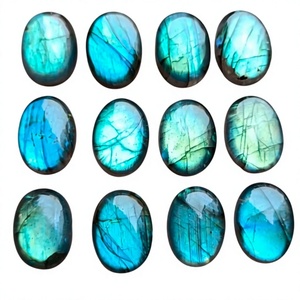 Cabujón Ovalado de Labradorita Natural con Destello Azul para la Fabricación de Joyas al por Mayor - Product Image 1