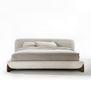 Lit en tissu minimaliste italien, laine d'agneau, grand lit double blanc, style Wabi-Sabi, chambre principale de villa, lit moelleux - Product Image 1