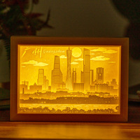 Lampe cadre photo 3D LED DIY à gravure laser, effet ombre anime, lumineuse, pour affichage décoratif de table, cadeau