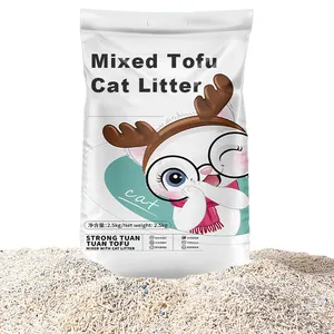 Tofu e bentonita mistos Flushable Cat Litter biodegradável Easy Clumping Arena de Gato Corn-based OEM Custom Package
