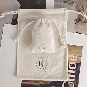 Custom Recyclable Cotton Linen Drawstring Bag for Jewelry Clothing and Socks with Double Cotton <b>String</b> - Product Image 4
