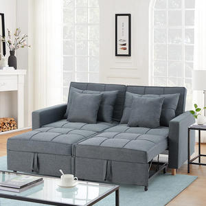 Tempat tidur Sofa lipat dua kursi gaya sederhana Eropa murah 1 + 2 kursi abu-abu tua berlapis tempat tidur ruang tamu furnitur tempat tidur Sofa - Product Image 2