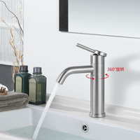 Offre Spéciale acier inoxydable 304 monotrou mitigeur 360 degrés rotation fil dessin robinets salle de bain bassin robinets robinet d'eau
