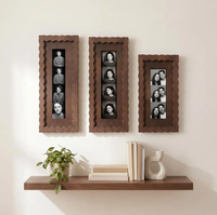 Marco de Madera Sólida Personalizado de Fábrica para Tiras de Fotos, Marco de Madera con Forma de Ola, Marco Decorativo OEM para Tiras de Fotos de 4 Cuadrículas