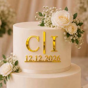 Custom Acrylic <b>Cake</b> <b>Topper</b>, Personalized Initials <b>Cake</b> Charm for Wedding, Elegant <b>Engagement</b> or Anniversary <b>Cake</b> Decoration - Product Image 1