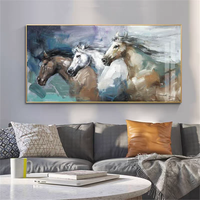 Peinture murale en porcelaine cristalline HD avec impression de paysage animalier, 7 chevaux au galop, pour salon, vente en gros d'usine