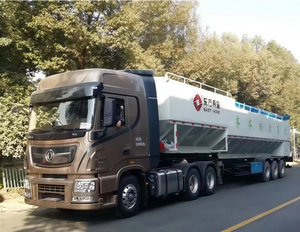 Semi-remorque de déchargement premium CLW personnalisée à 3 essieux avec système de convoyage par vis hélicoïdale hydraulique pour le transport de céréales et d'aliments en vrac - Product Image 1