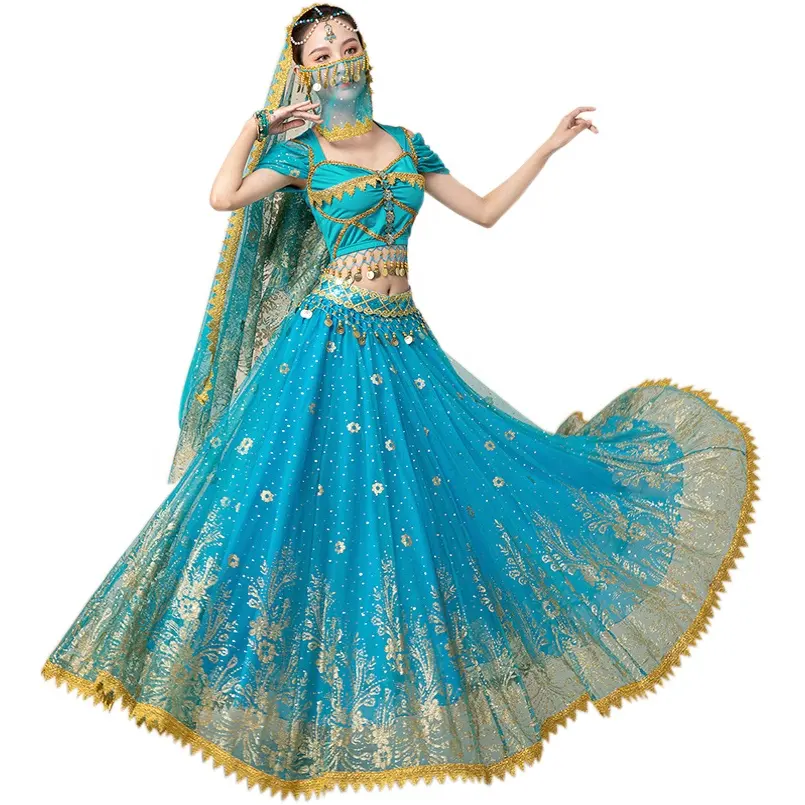 High grade golden flowers court style Bollywood Performs costume suit wear