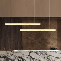 Lustre design pour table à manger, restaurant, cuisine, bar, décoration minimaliste, luminaire suspendu en marbre, lustre linéaire en albâtre