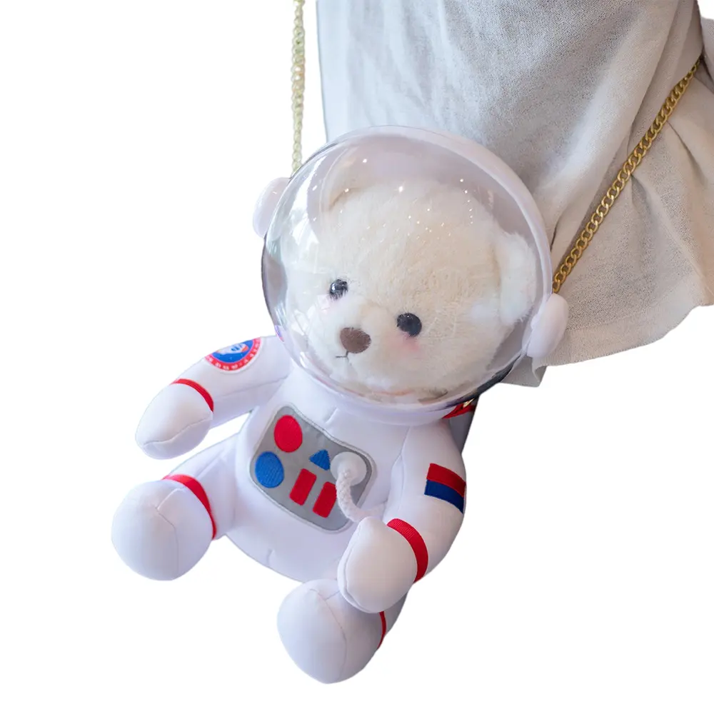 Amazon New Arrival Space Astronaut bear plush toy backpack animal shape plush bear bag