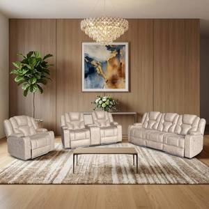 Conjunto de Sofá Reclinable Eléctrico de 3+2 Plazas, Diseño Moderno con Gabinete de Almacenamiento y Mesa Abatible - Product Image 1
