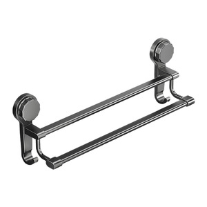 Porte-serviettes double Family Prosperity 40 50 60cm gris anthracite avec crochet, fixation murale sans perçage - Product Image 3