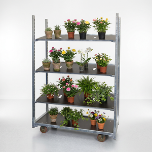 <span class=keywords><strong>Chariot</strong></span> <span class=keywords><strong>danois</strong></span> de serre en métal pour horticulture, <span class=keywords><strong>chariot</strong></span> à fleurs avec étagères réglables, <span class=keywords><strong>chariot</strong></span> de transport mobile pour plantes pour pépinière et ferme - Product Image 2