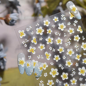 5D fleur <span class=keywords><strong>Pastel</strong></span> <span class=keywords><strong>jaune</strong></span> 5D coloré Floral Relief jardin fleurs pétale auto-adhésif décoration manucure décalcomanie - Product Image 5