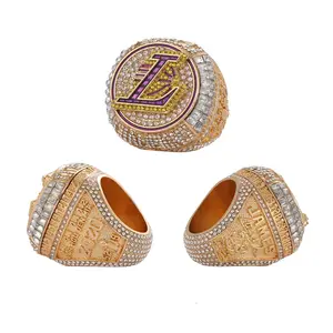 Fans Cadeau Lakers Kampioenschap Ring Verguld Ijskoud Diamant Basketbal Afneembare Ring Voor Mannen Vriend