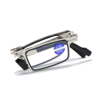 Lunettes de Lecture 2023 Légères en Métal Pliantes Portables Anti-Lumière Bleue Presbytie Rétro Tendance Photochromiques Grises Anti-Reflet