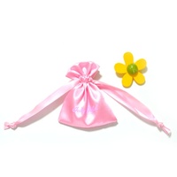 Petite pochette en satin rose pour bijoux, sac en tissu avec logo personnalisé, pochette à cordon en satin pour cheveux