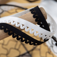 Bande élastique en dentelle picot de 1,2 cm pour accessoires textiles, sous-vêtements, ruban en nylon à bord festonné, sangle pour vêtements DIY